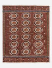 Traditional Bokhara-style area rug.